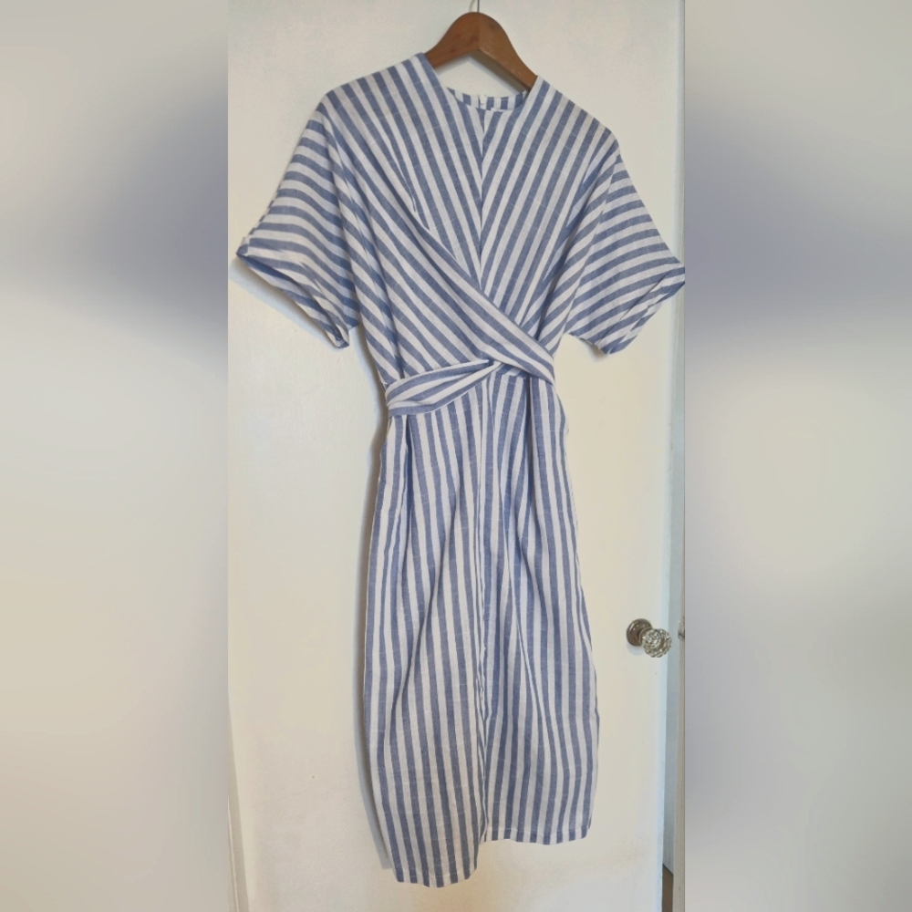 Only One brand striped dress. Size small/med. Unlined. Pockets, zip back, summer
